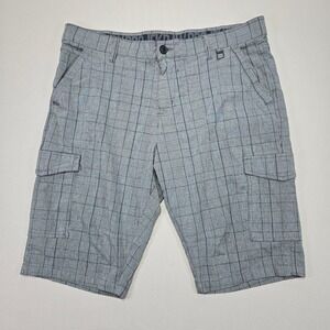 Projek Raw Plaid Cargo Shorts Gray‎  Casual Modern Mens Size 38